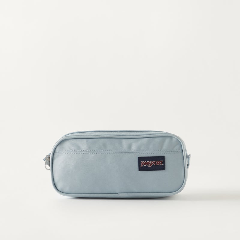 JANSPORT حقيبة أقلام زرقاء صلبة ذات قسمين للأطفال - Image 1